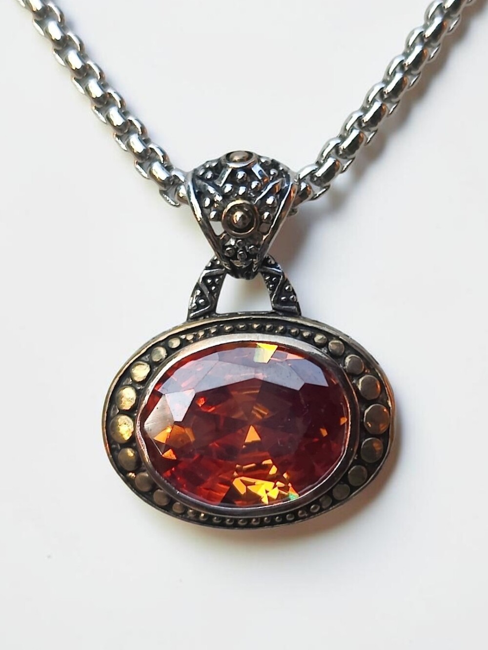 🔥 Vintage Style Amber/Citrine Glass Pendant Necklace